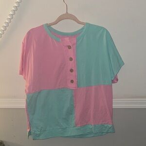 Kids Color Block Shirt - Pink and Blue